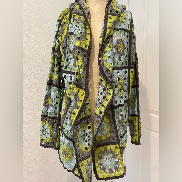 Johnny Was Fauna Crochet Cardigan In Multi - Picture 4 of 5